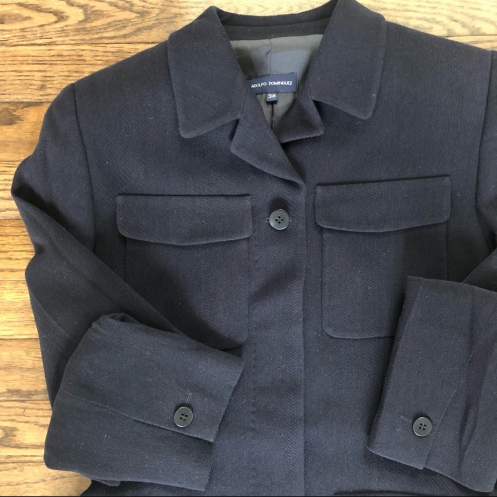 Adolfo Dominguez wool blazer Navy sz 6 - Picture 7 of 13